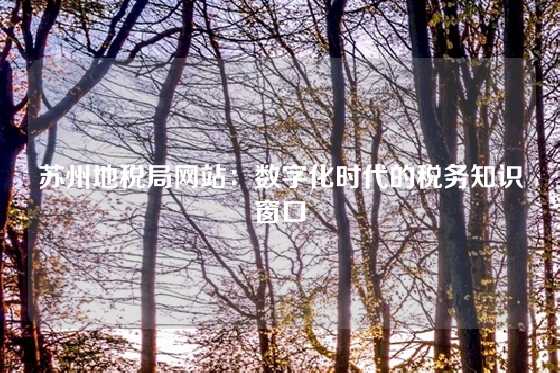 苏州地税局网站：数字化时代的税务知识窗口