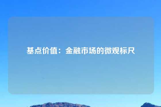 基点价值：金融市场的微观标尺