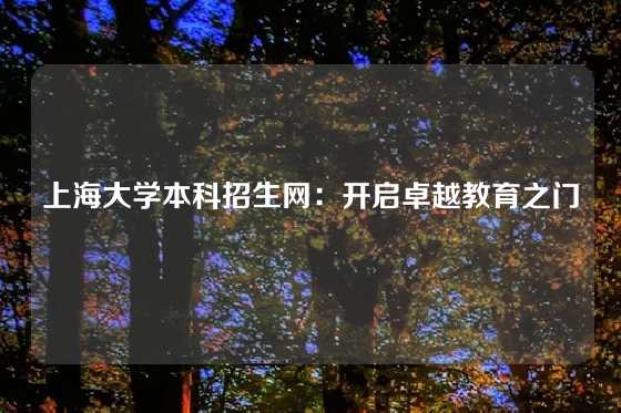 上海大学本科招生网：开启卓越教育之门