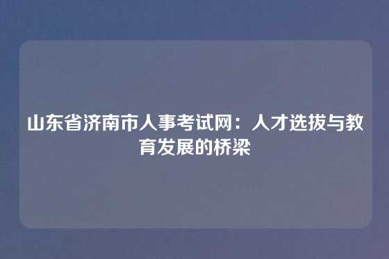 山东省济南市人事考试网：人才选拔与教育发展的桥梁