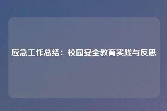 应急工作总结：校园安全教育实践与反思